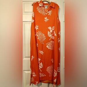 Desert Shores Dress Womens XL Boho Maxi Shift Orange Vintage